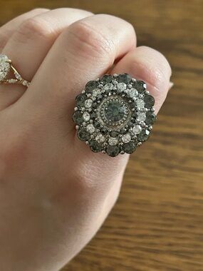 David's Bridal Gray and Clear Round Cluster Cocktail Ring